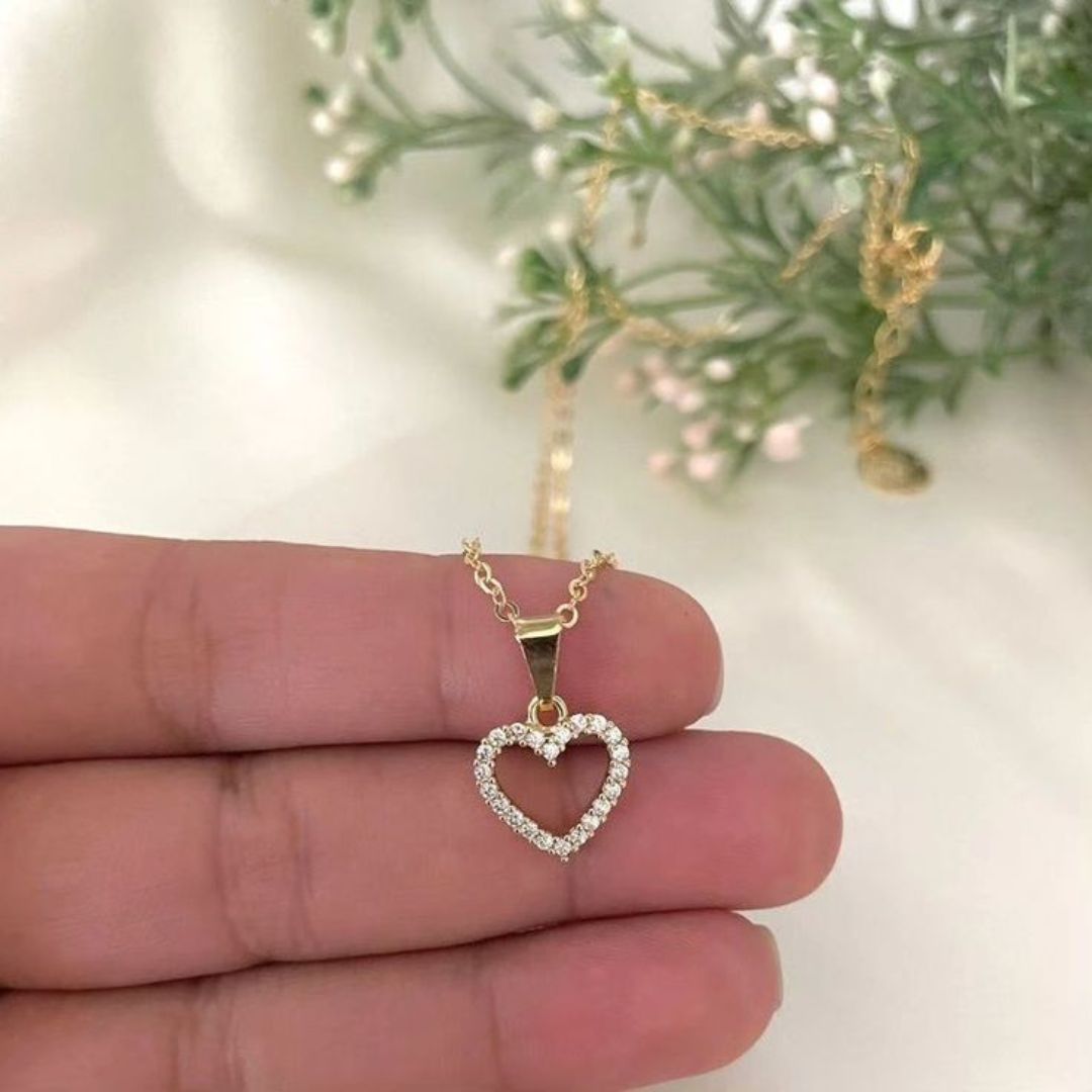 CZ Heart Pendant & Chain Necklace Set