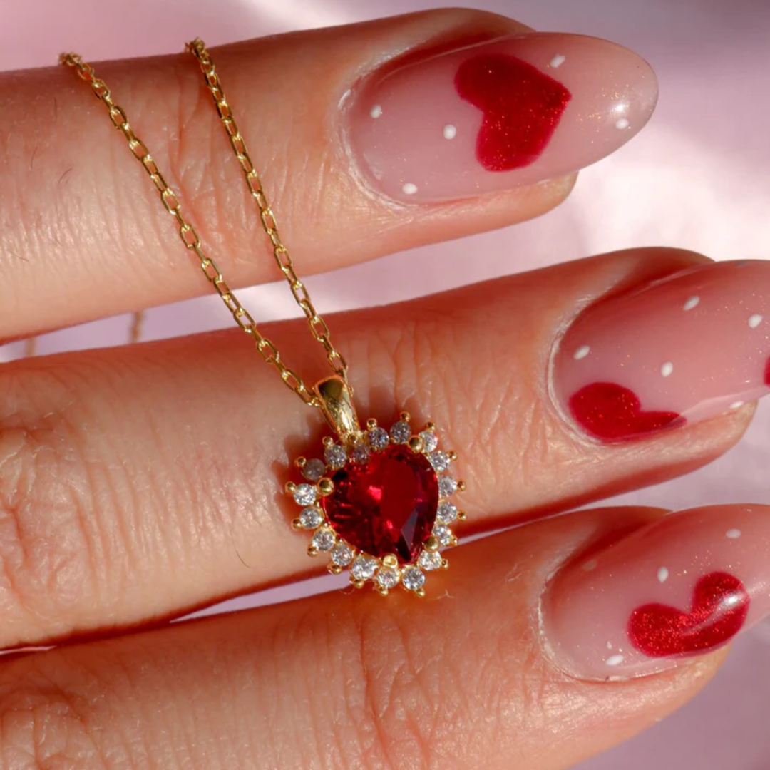 Small red heart necklace - Snow White Jewelry