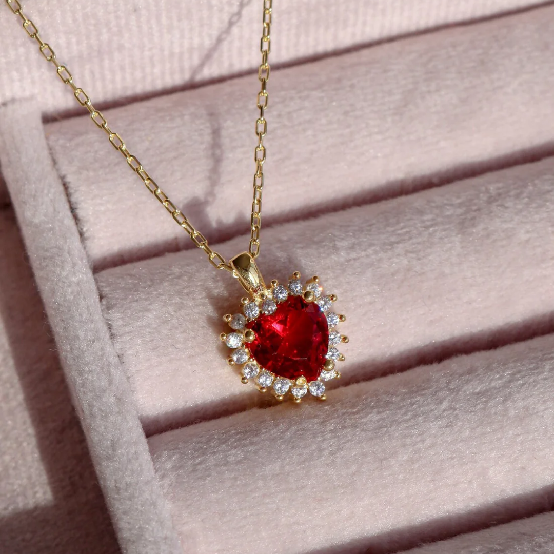 Small red heart necklace - Snow White Jewelry