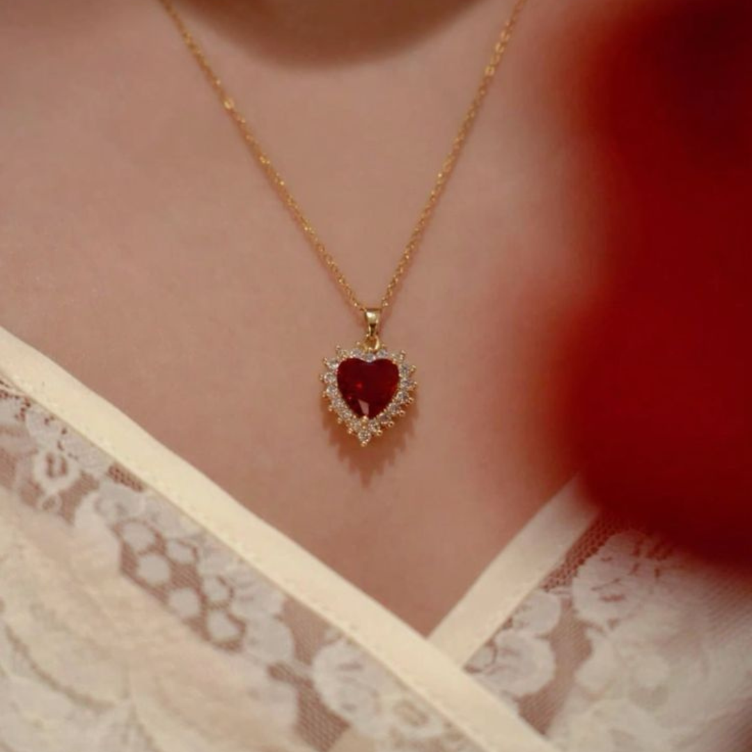 Small red heart necklace - Snow White Jewelry