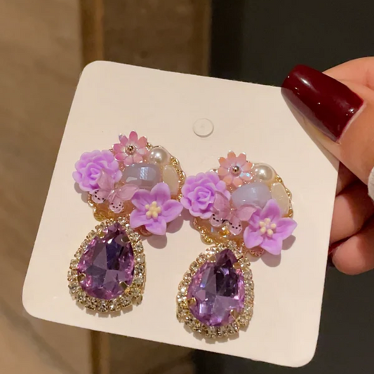 Purple Flower Earrings