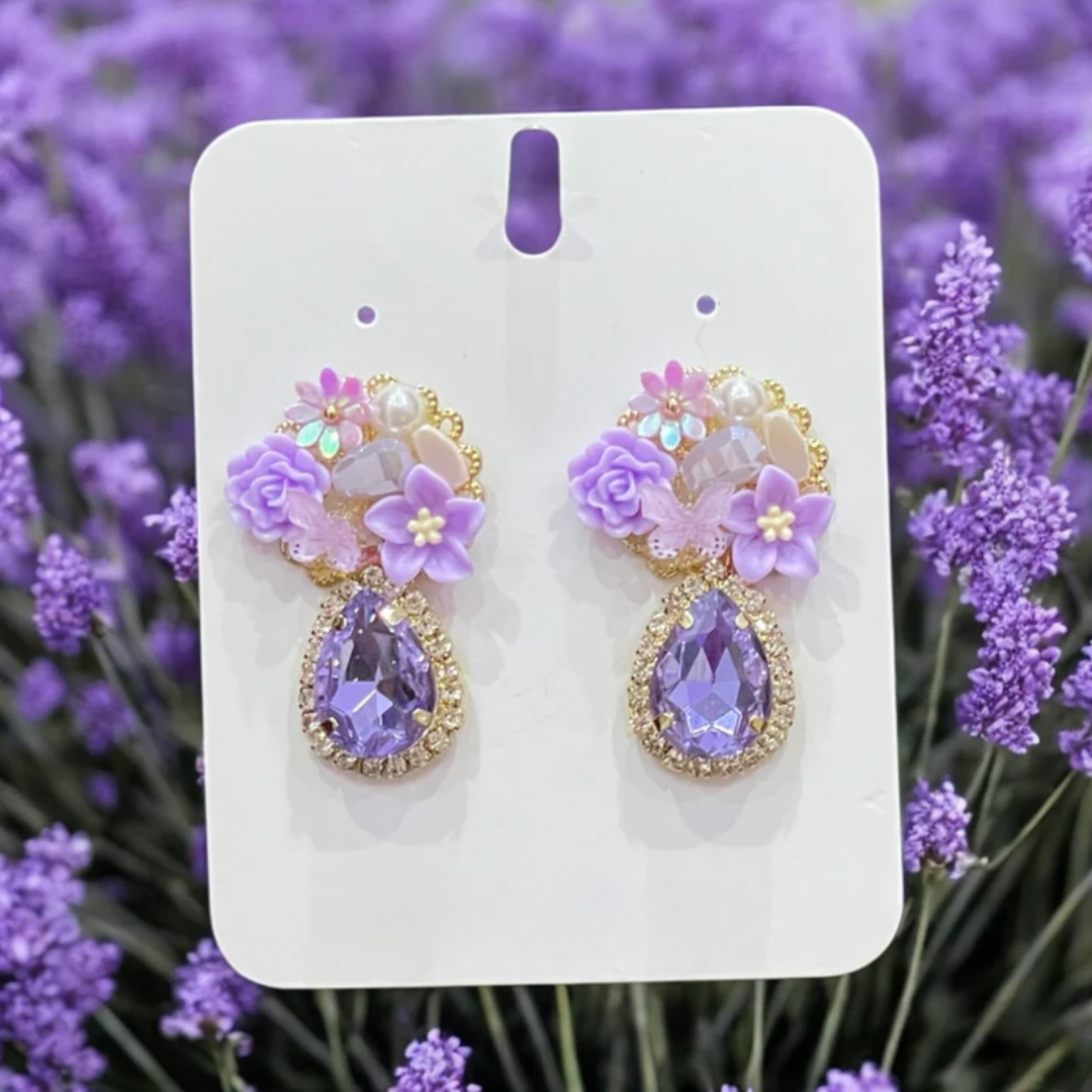 Purple Flower Earrings