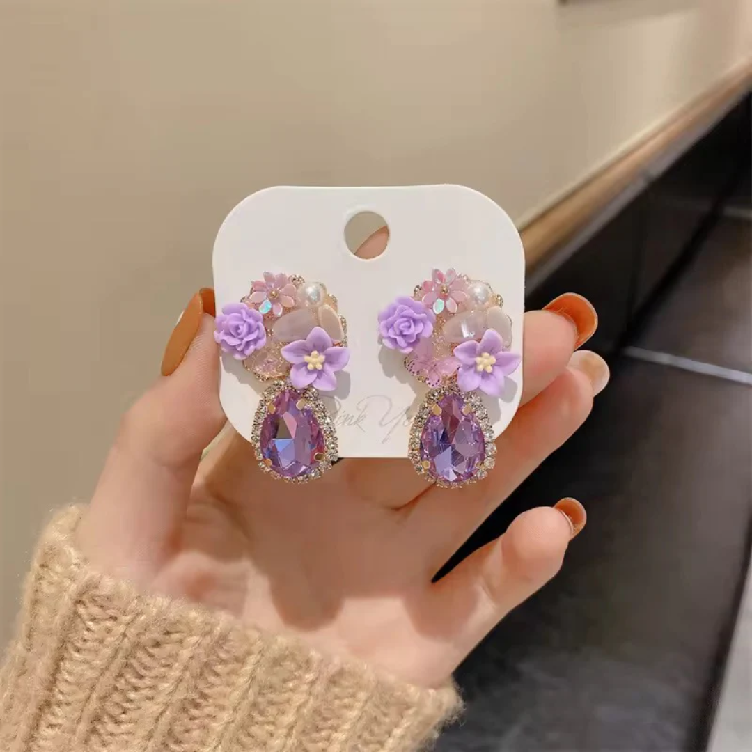 Purple Flower Earrings