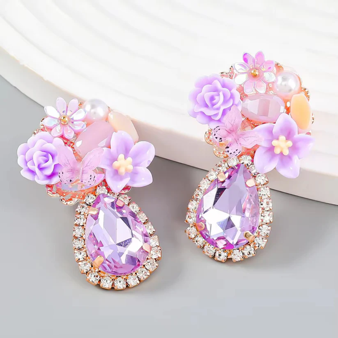 Purple Flower Earrings