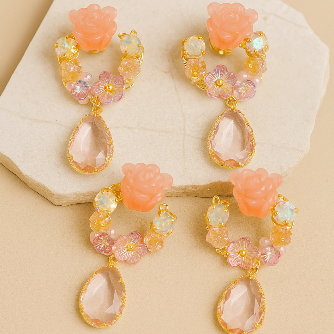 Floral Peach Earrings