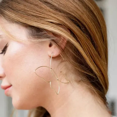 Gold Butterfly Dangle Earrings